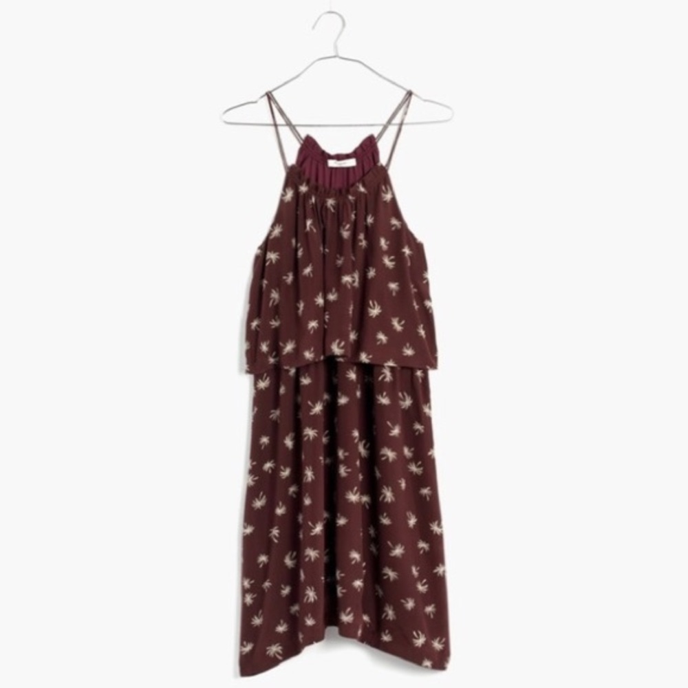 Madewell Maroon Palm Tree Slip Dress
